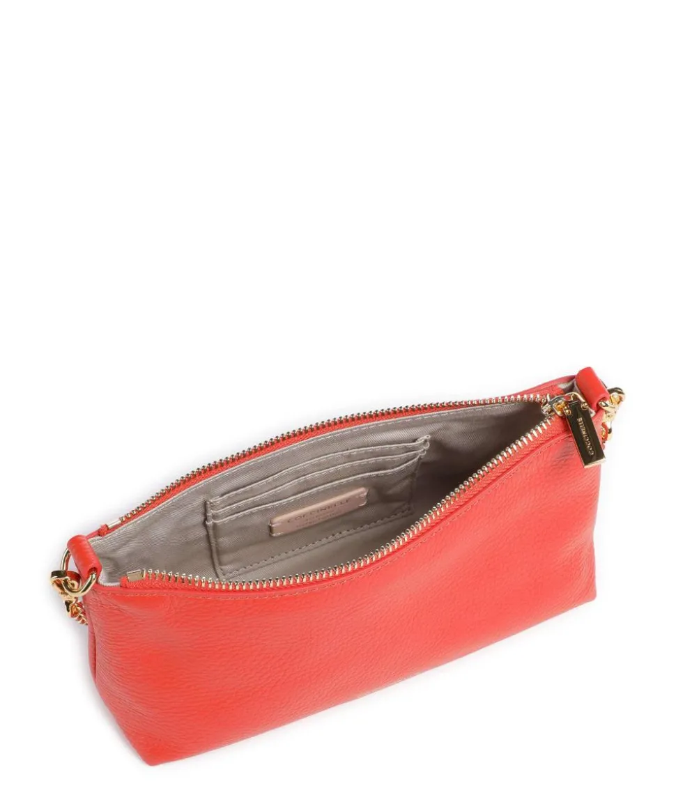 Aura Schultertasche genarbtes Leder rot