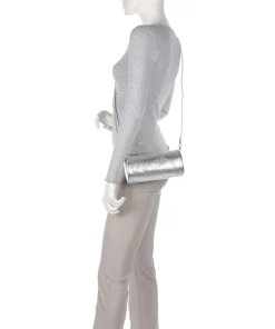 Aura Schultertasche Leder silber