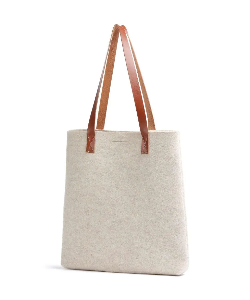 Babette Shopper fein genarbtes Leder, Textil beige/braun