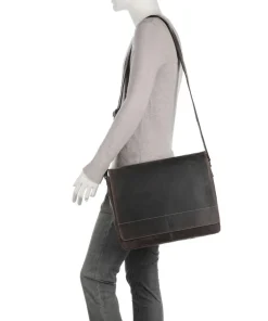 Baltimore 5 Kuriertasche Leder dunkelbraun