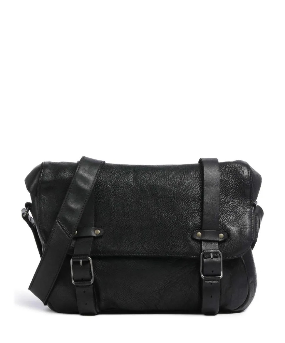 Barbershop Anchor Kuriertasche genarbtes Leder schwarz