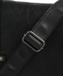 Barbershop Anchor Kuriertasche genarbtes Leder schwarz