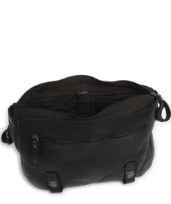 Barbershop Anchor Kuriertasche genarbtes Leder schwarz