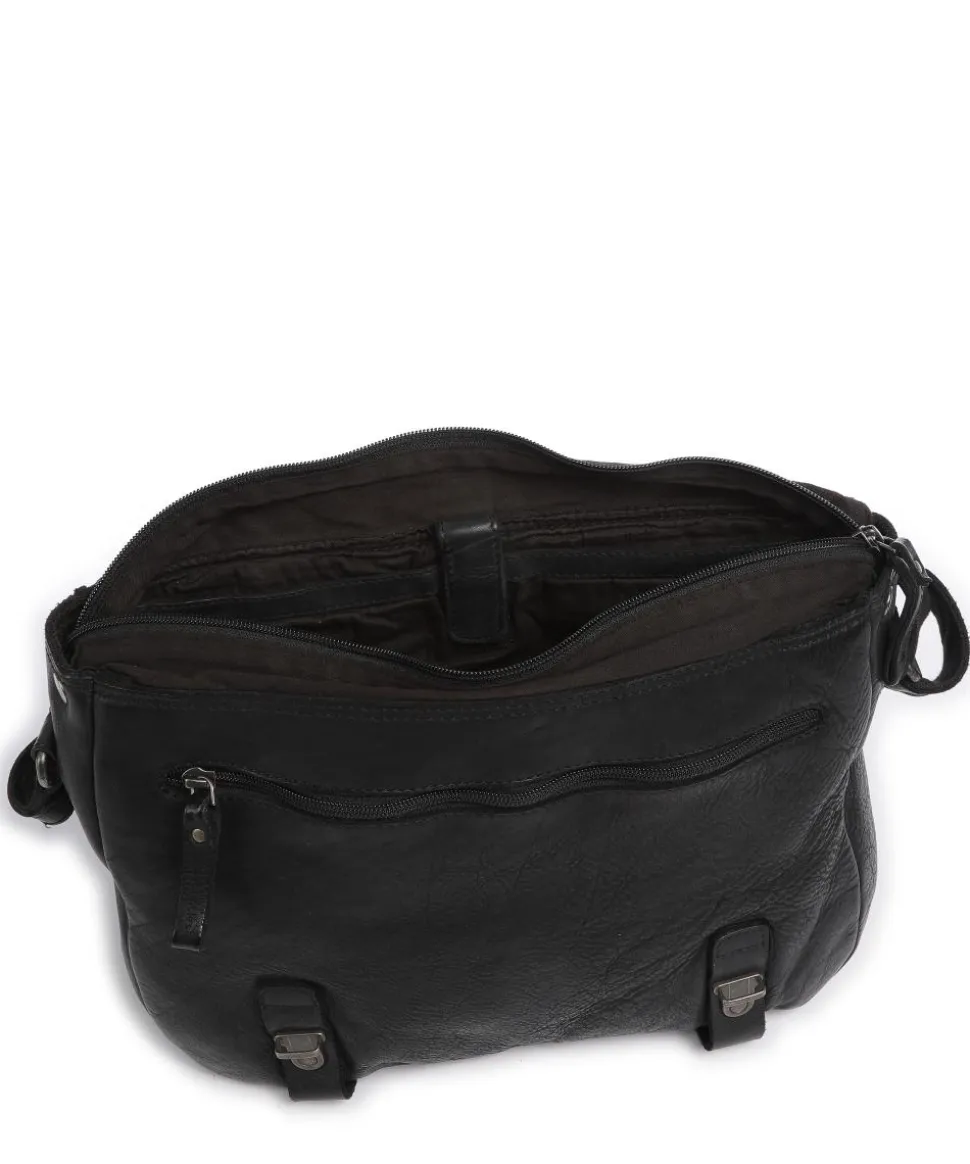 Barbershop Anchor Kuriertasche genarbtes Leder schwarz