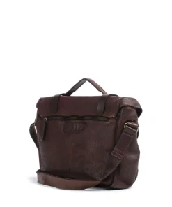 Barbershop Bandholz Kuriertasche fein genarbtes Leder dunkelbraun