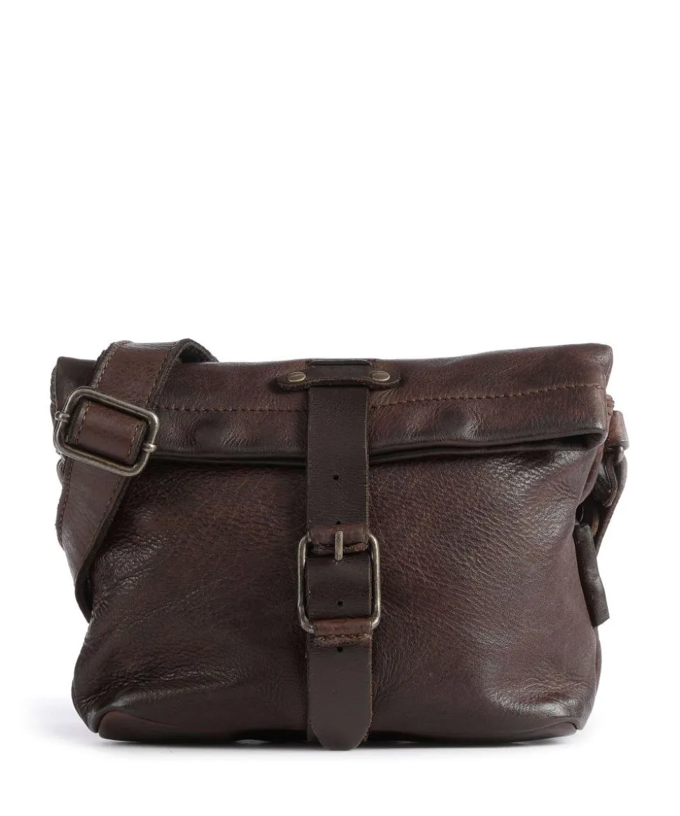 Barbershop Stubble Umhängetasche genarbtes Leder dunkelbraun