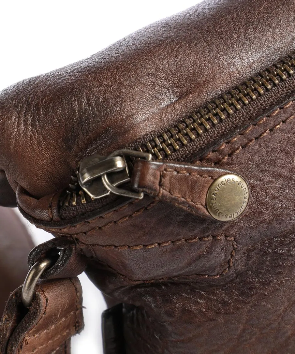 Barbershop Stubble Umhängetasche genarbtes Leder dunkelbraun