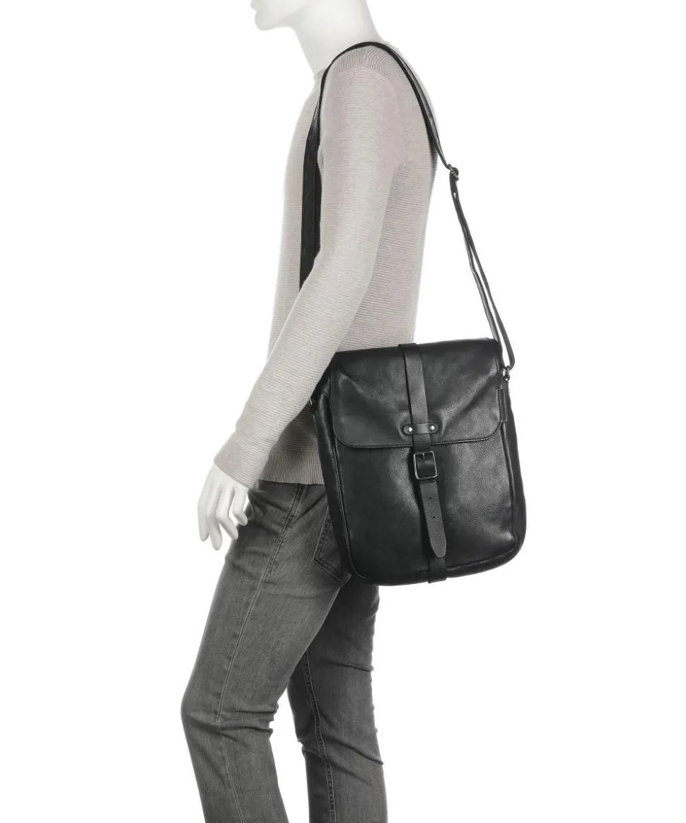 Barbershop Verdi Umhängetasche genarbtes Leder schwarz