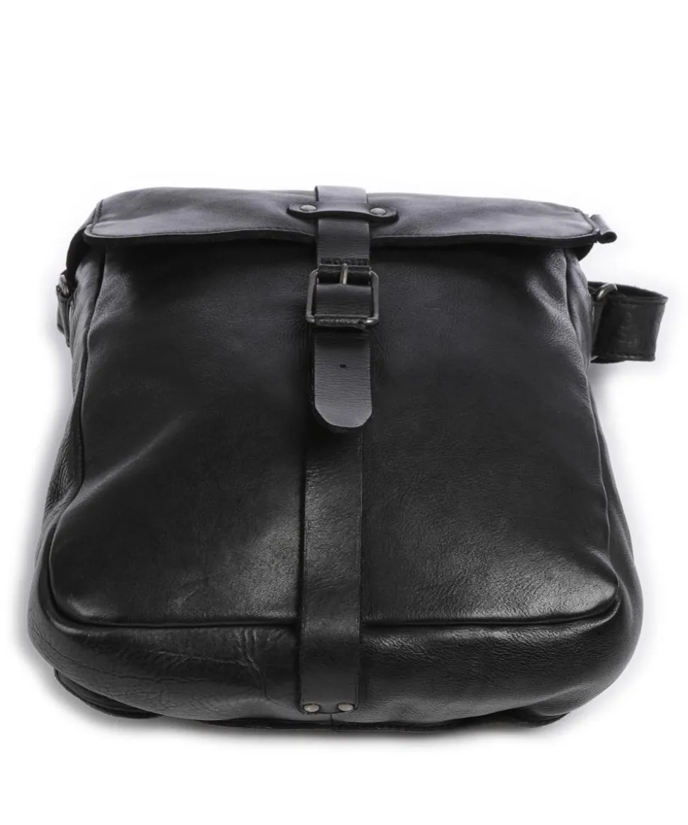 Barbershop Verdi Umhängetasche genarbtes Leder schwarz
