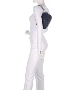 Bathurst Mews Schultertasche Canvas, Rindsleder dunkelblau