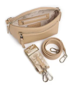 BCLARKE Umhängetasche Lederimitat beige