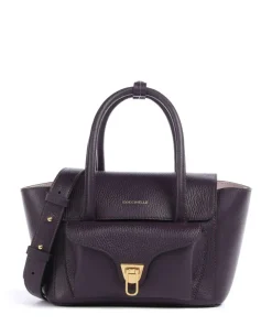 Beat Double Handtasche genarbtes Rindsleder pflaume