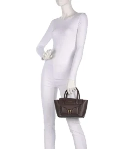 Beat Double Handtasche genarbtes Rindsleder dunkelbraun