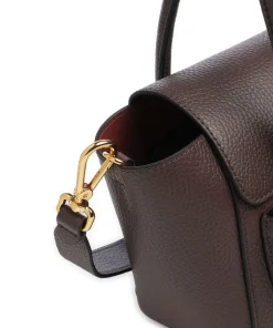 Beat Double Handtasche genarbtes Rindsleder dunkelbraun