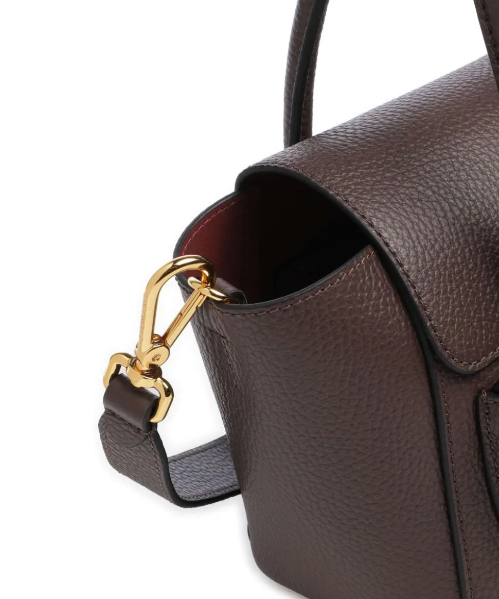 Beat Double Handtasche genarbtes Rindsleder dunkelbraun