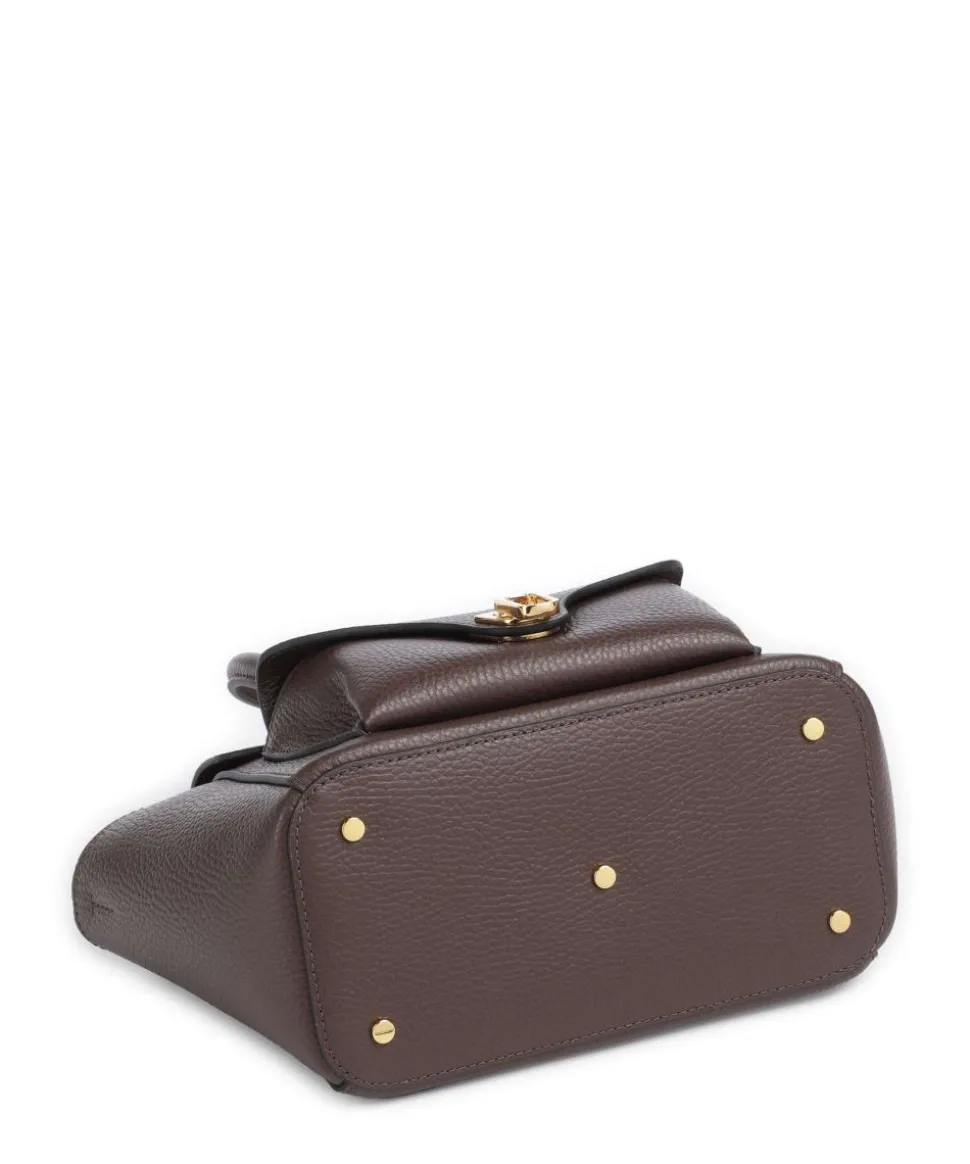 Beat Double Handtasche genarbtes Rindsleder dunkelbraun