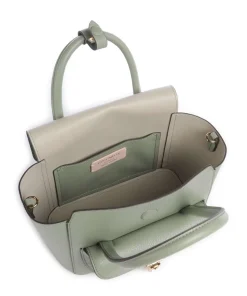 Beat Double Handtasche genarbtes Rindsleder graugrün