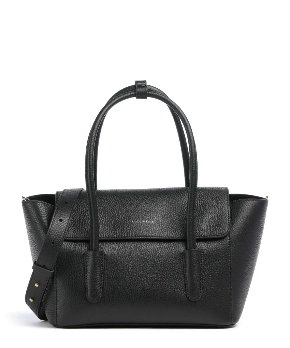 Beat Double Handtasche genarbtes Rindsleder schwarz