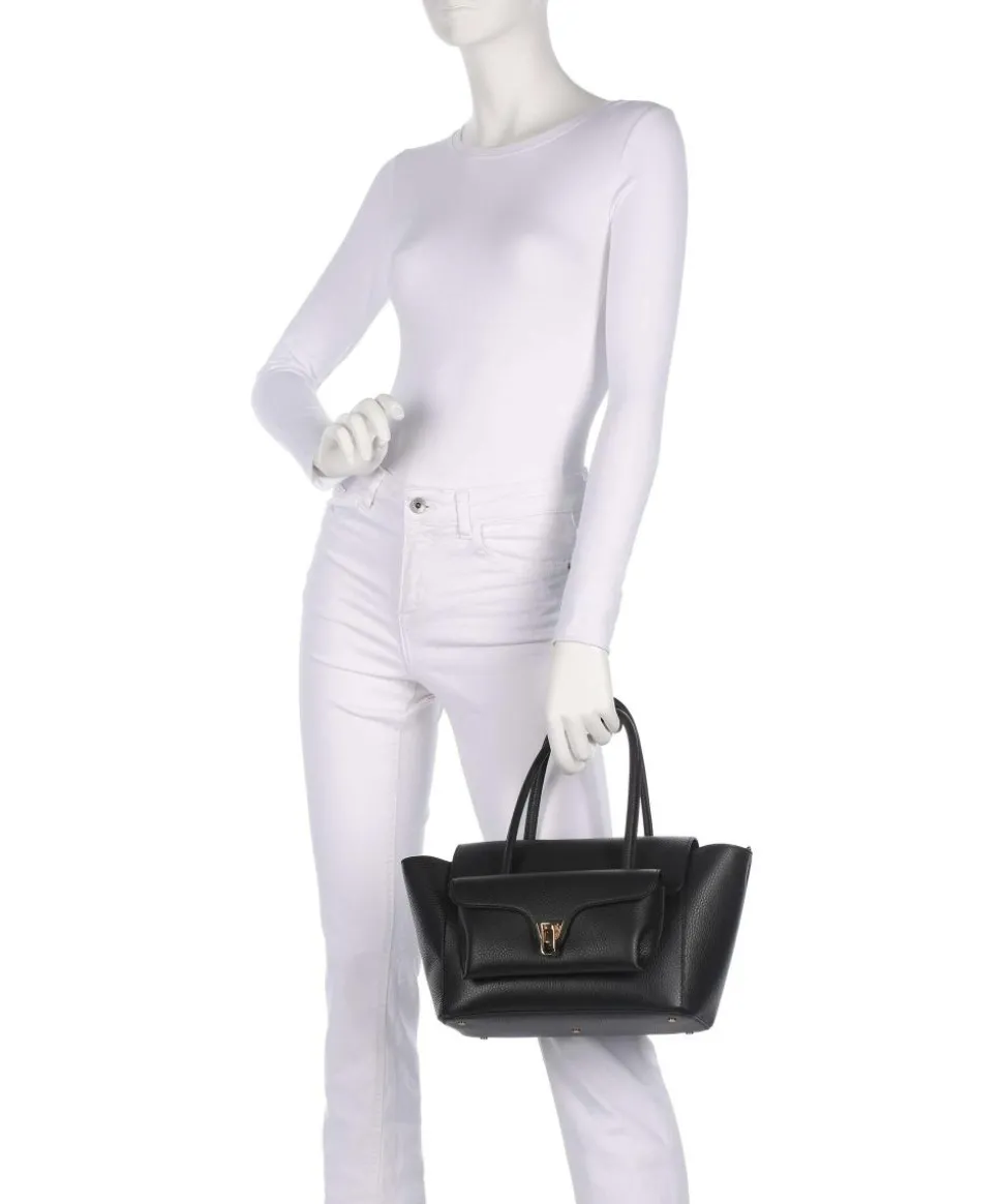 Beat Double Handtasche genarbtes Rindsleder schwarz