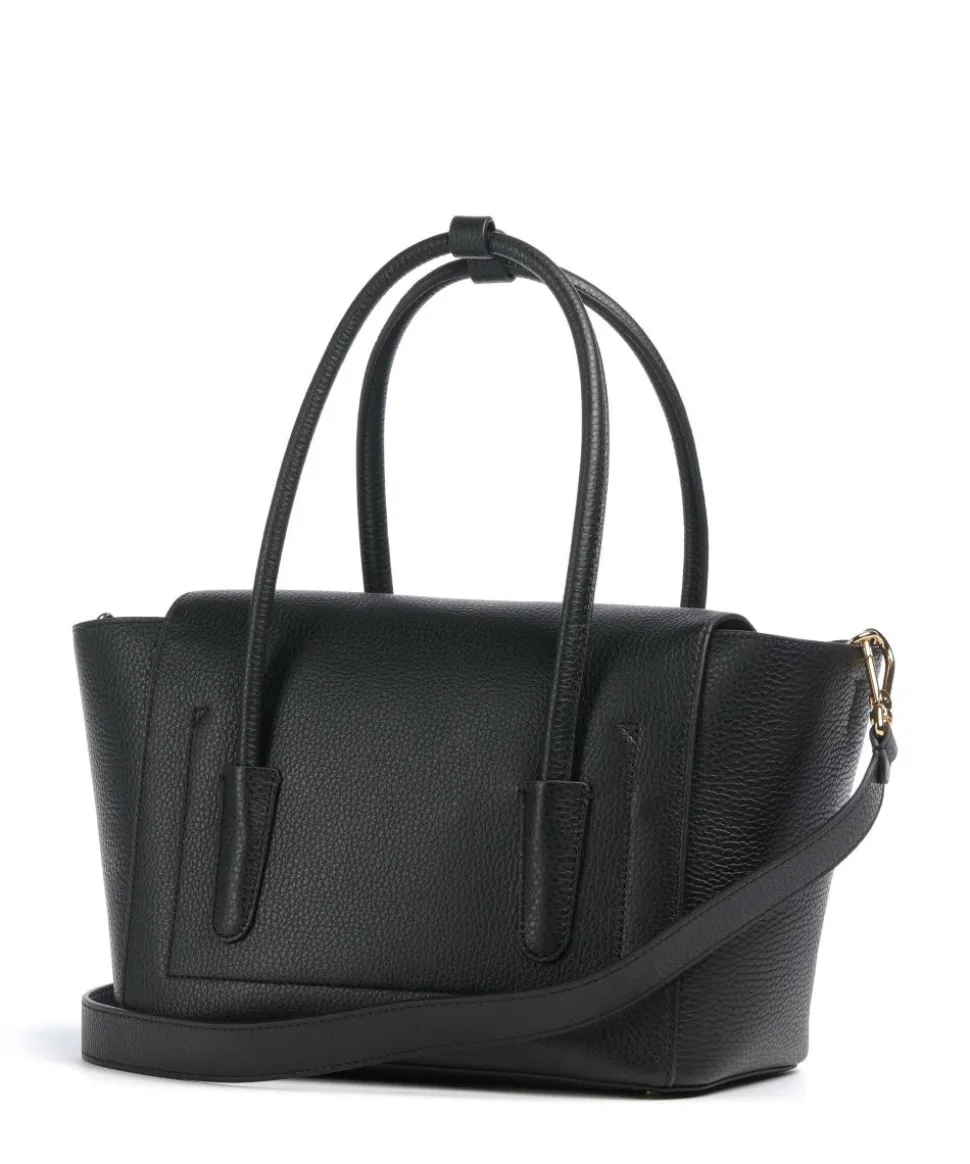 Beat Double Handtasche genarbtes Rindsleder schwarz