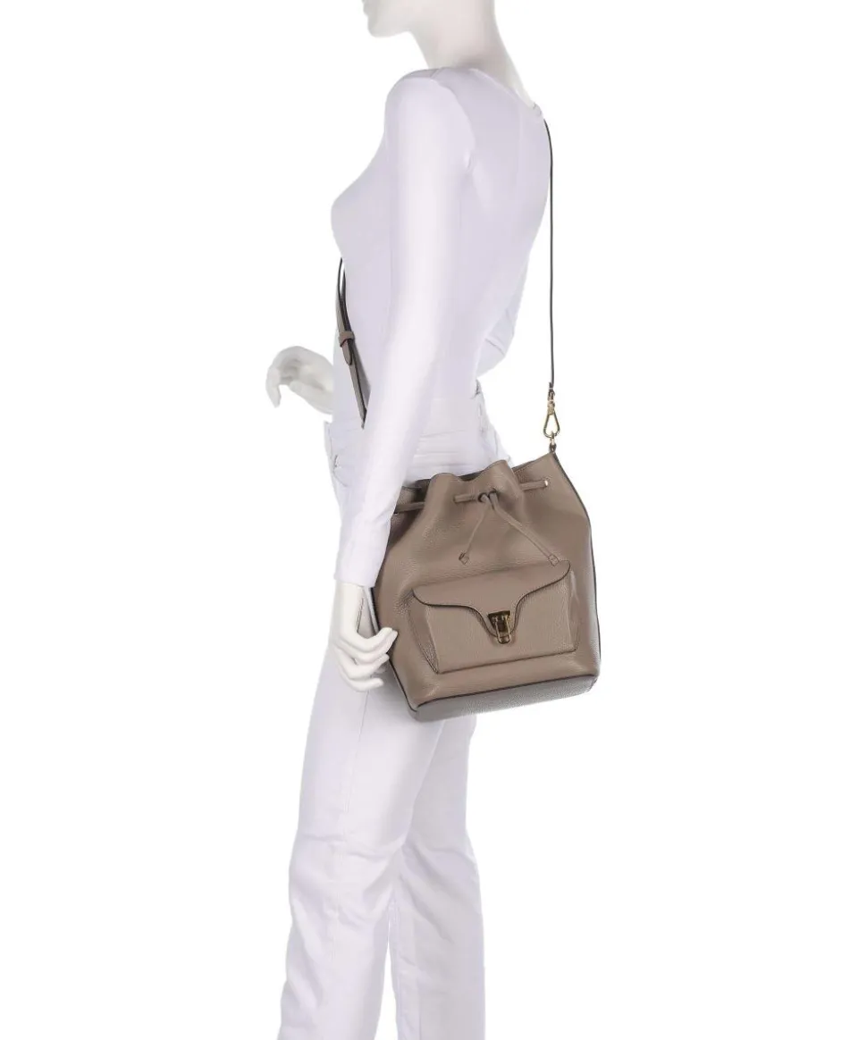 Beat Generation Bucket bag genarbtes Rindsleder taupe