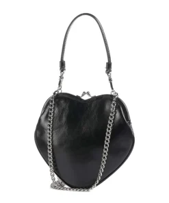 Belle Heart Frame Diamante Umhängetasche fein genarbtes Kalbsleder schwarz