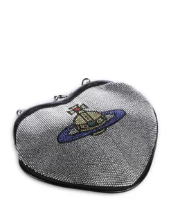 Belle Heart Frame Diamante Umhängetasche fein genarbtes Kalbsleder schwarz