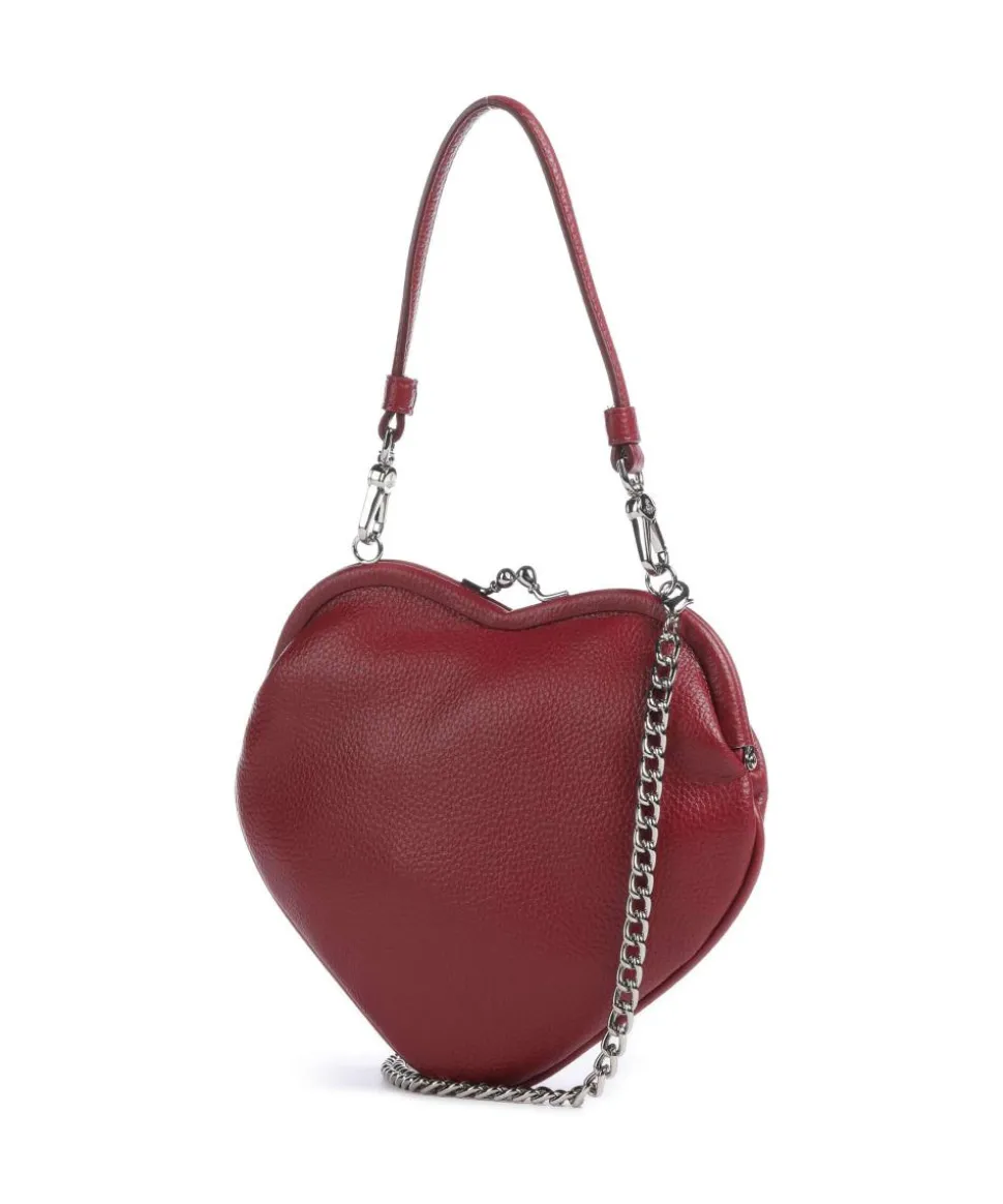 Belle Heart Frame Re-Vegan Grain Schultertasche Lederimitat dunkelrot