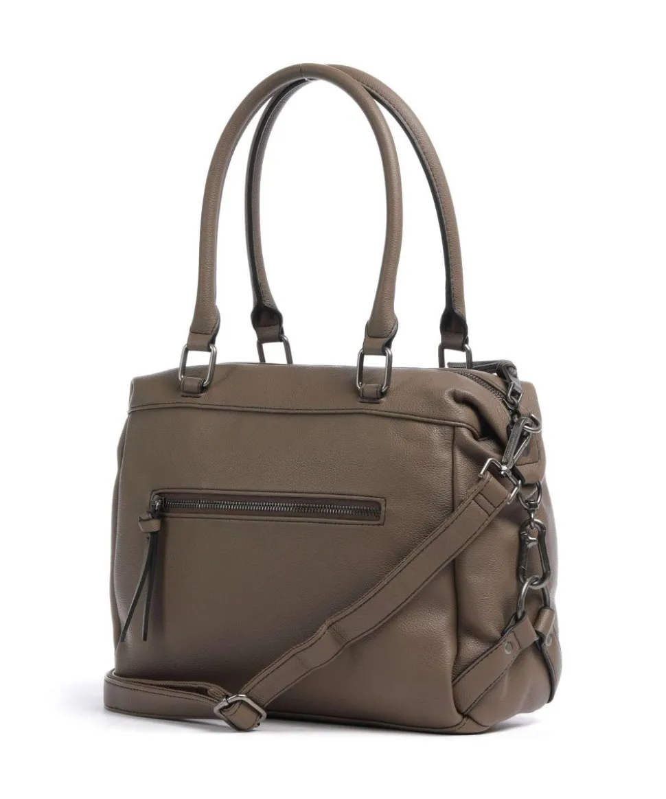 Bestie Schultertasche recyceltes Leder, Polyurethane braun