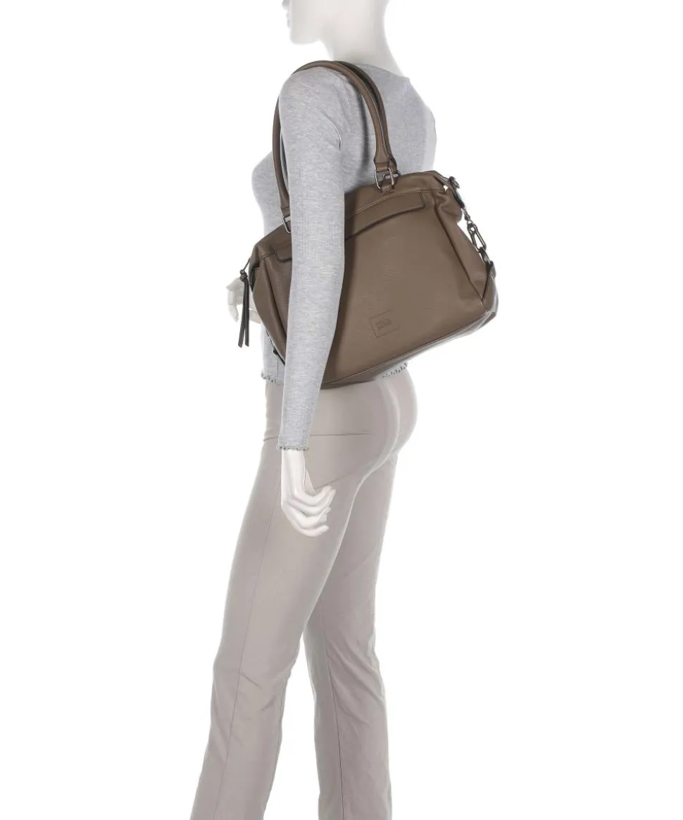 Bestie Schultertasche recyceltes Leder, Polyurethane braun