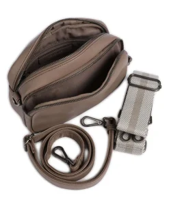 Bestie Umhängetasche recyceltes Leder, Polyurethane taupe