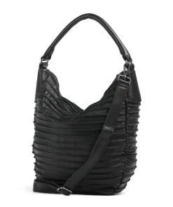Bestseller Beuteltasche genarbtes Leder schwarz