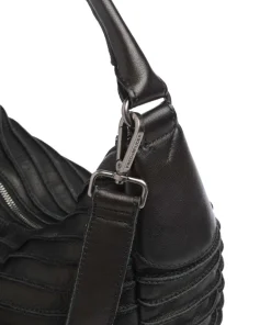 Bestseller Beuteltasche genarbtes Leder schwarz