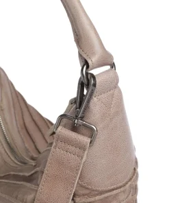 Bestseller Beuteltasche genarbtes Leder taupe