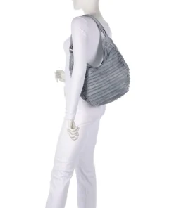 Bestseller Beuteltasche genarbtes Leder hellblau