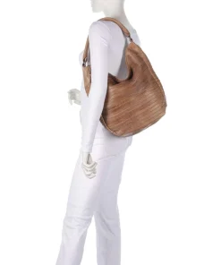 Bestseller Collection Gürteltier S Beuteltasche genarbtes Leder karamellbraun