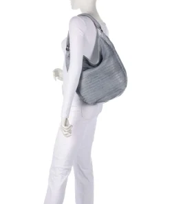 Bestseller Collection Gürteltier S Beuteltasche genarbtes Leder hellblau