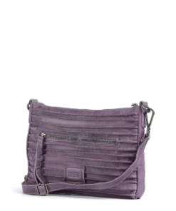 Bestseller Riffel Umhängetasche genarbtes Leder lavendel