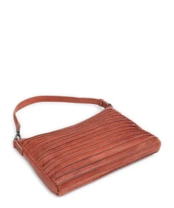 Bestseller Riffel Umhängetasche genarbtes Leder orange