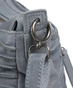 Bestseller Umhängetasche genarbtes Leder blaugrau