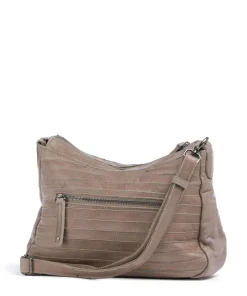 Bestseller Umhängetasche genarbtes Leder taupe