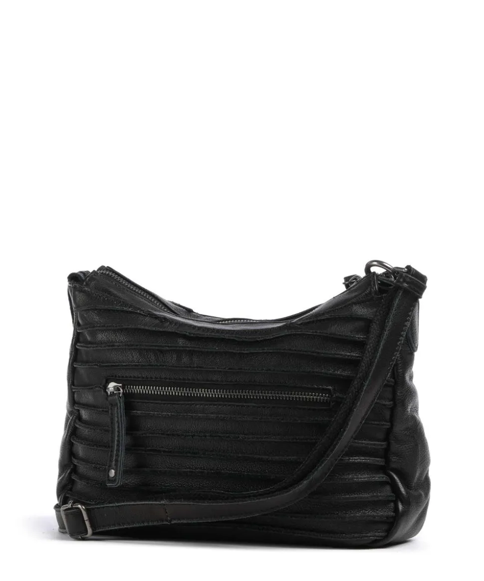 Bestseller Umhängetasche genarbtes Leder schwarz