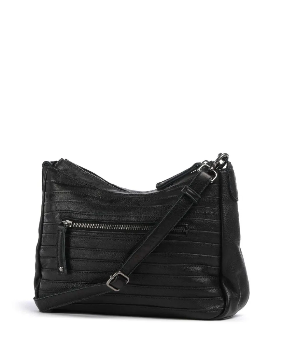 Bestseller Umhängetasche genarbtes Leder schwarz