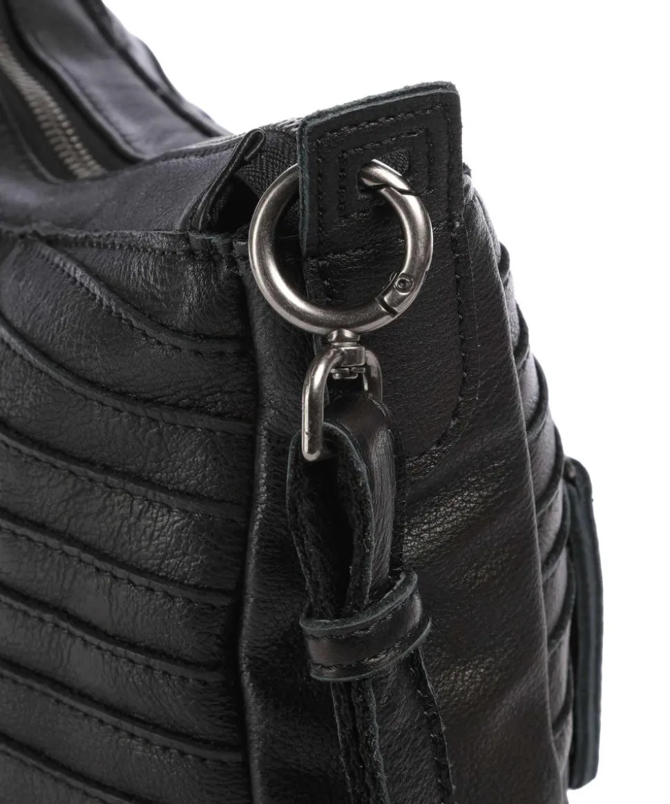 Bestseller Umhängetasche genarbtes Leder schwarz