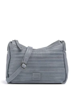 Bestseller Umhängetasche genarbtes Leder blaugrau