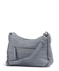 Bestseller Umhängetasche genarbtes Leder blaugrau
