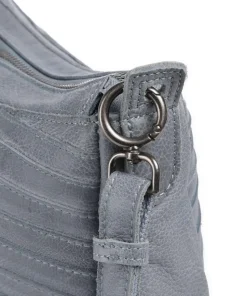 Bestseller Umhängetasche genarbtes Leder blaugrau