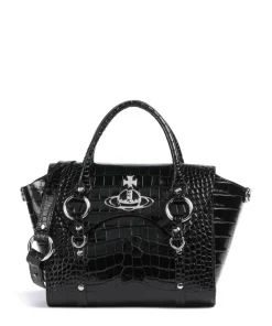 Betty Embossed Croc Medium Handtasche geprägtes Kalbsleder schwarz