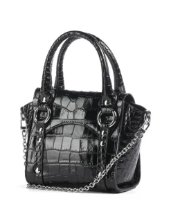 Betty Embossed Croc Mini Umhängetasche geprägtes Kalbsleder schwarz