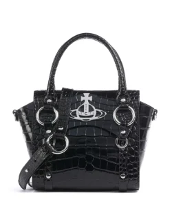 Betty Embossed Croc Small Handtasche geprägtes Kalbsleder schwarz